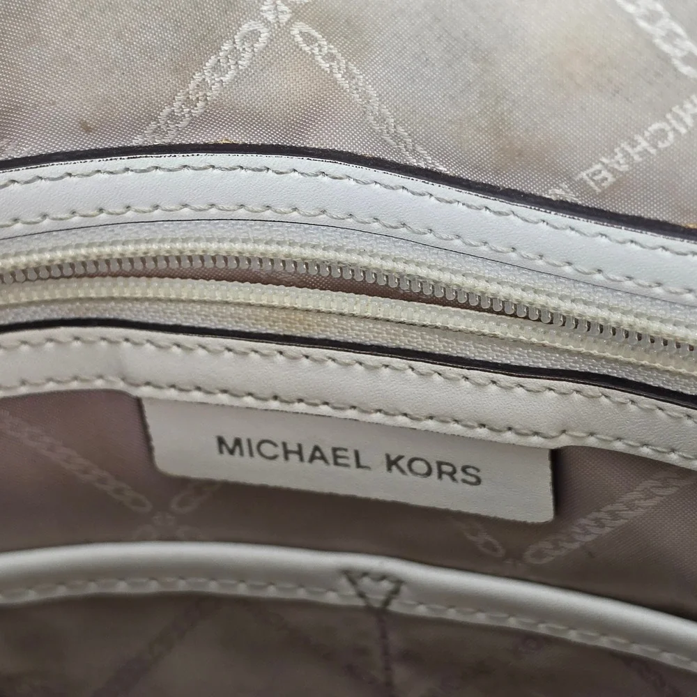 Michael Kors Voyager Medium White Signature Logo Tote Bag Shoulder‎ Bag